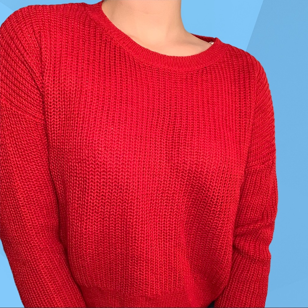 RED CROPPED SWEATER NWT